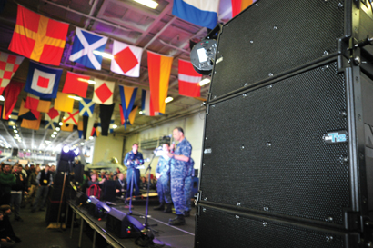 Three dB Technologies DVA T12 line arrays were ground-stacked and strapped atop DVA S20 double-18 subwoofers on each side of the stage.