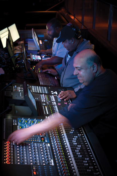 At FOH, Amit Peleg (foreground) and Everett Ramos (center), with video tech Robert Dupont at rear.