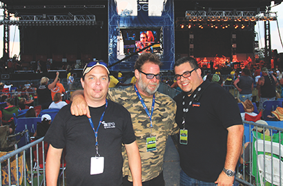 From left, Allstar Audio Crew members Mark Brasel (FOH tech, Stage B),  Tim Lamoy (FOH tech, Stage A) and system tech Jose Nazario.