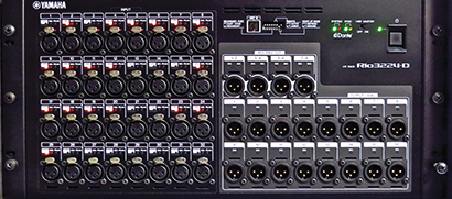 One RIO3224-D stagebox adds 32 analog mic/line inputs and 24 outputs (16 analog, eight AES/EBU digital) — with Dante interfacing.