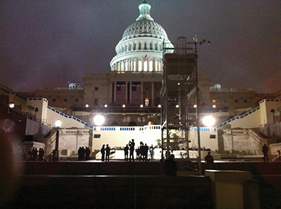 Pre-ceremony rehearsal/soundcheck with U.S. Marine band at zero dark thirty - 12:30 am!