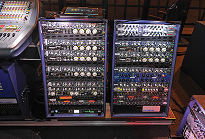 Marc Carolan's FOH setup includes Empirical Labs Distressors and BSS DPR-901 dynamic equalizers for Muse's vocals.