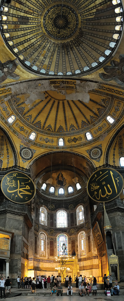 Main dome at Hagia Sophia. Photo by Christophe Meneboeuf.