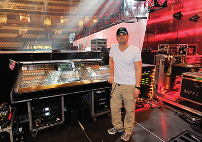 Kevin Glendinning, monitor engineer; Jeff Wuerth, monitor tech. Maroon 5 tour photo by Steve Jennings