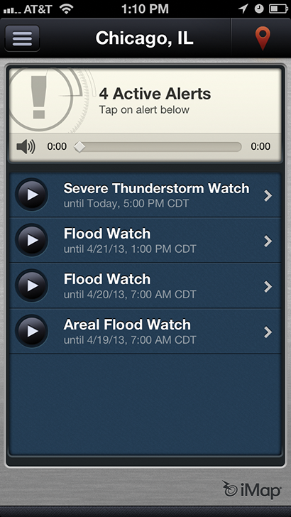 iMap Alerts on mobile devices