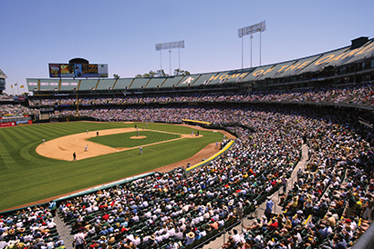 The Oakland—Alameda County Coliseum, in baseball mode