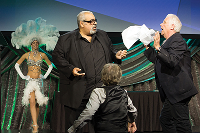 Charlie Hernandez and Jake Berry onstage at the 2013 Parnelli Awards in Las Vegas. Photo by Adam Kaplan