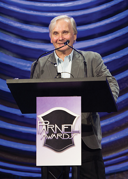 George Travis accepts the 2013 Parnelli Lifetime Achievement Award in Las Vegas on Nov. 23, 2013.