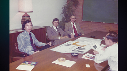 Engebretson (cener) at Altec with the late, great John Eargle (far left)