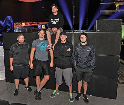 Audio crew, (L-R): Nathaniel Femehak, James Allen, Drew Marvar, Ben Smith and Corey Willis. Photo by Steve Jennings