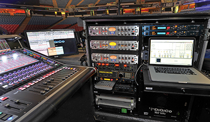 FOH setup for Drake tour. Photo by Steve Jennings