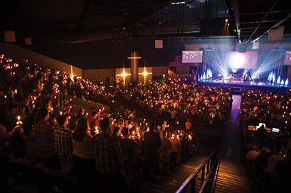 The church added 24 QSC PowerLight PL380 amplifiers and two Q-Sys I/O Frames controlled by a Q-Sys Core 500i Integrated Core.