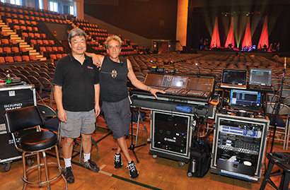 From left, system tech Satoshi “Son” Nishimura and FOH engineer Ettore “ET” Dedivitiis. Photo by Steve Jennings