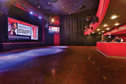 The Joy Theater features a Crown-powered JBL VerTec system with Avid SC48 VENUE consoles at FOH and monitors.