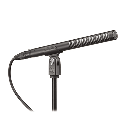 Fig. 1b: A shotgun microphone — such as this Audio-Technica BP4073 — utilizes the physical spacing of the entry ports along the sides of the mic to create a highly directional polar pattern. The net directional effect is achieved by a combination of the length of the mic’s interference tube and the number and spacing of the slots.