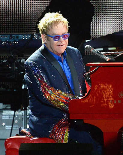 One of the headliners on the main What Stage, Elton John sang into an Audio-Technica AE6100 hypercardioid dynamic mic. Photo by Jeff Kravitz-Film Magic