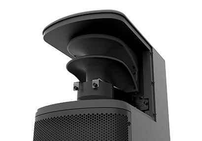 Dawn Pro Audio’s AW-4 has a unique top-firing horn providing 180-degree dispersion.