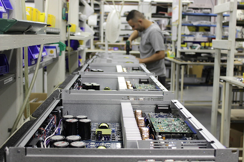 Amplifier assembly at Ashly’s facility in Webster, NY, near Rochester.