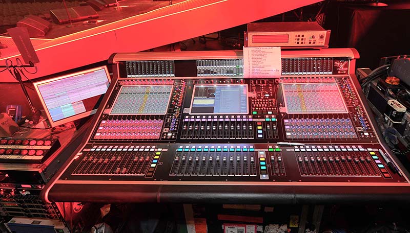 Kerry Lewis' DiGiCo SD7 in monitorworld. Photo by Steve Jennings