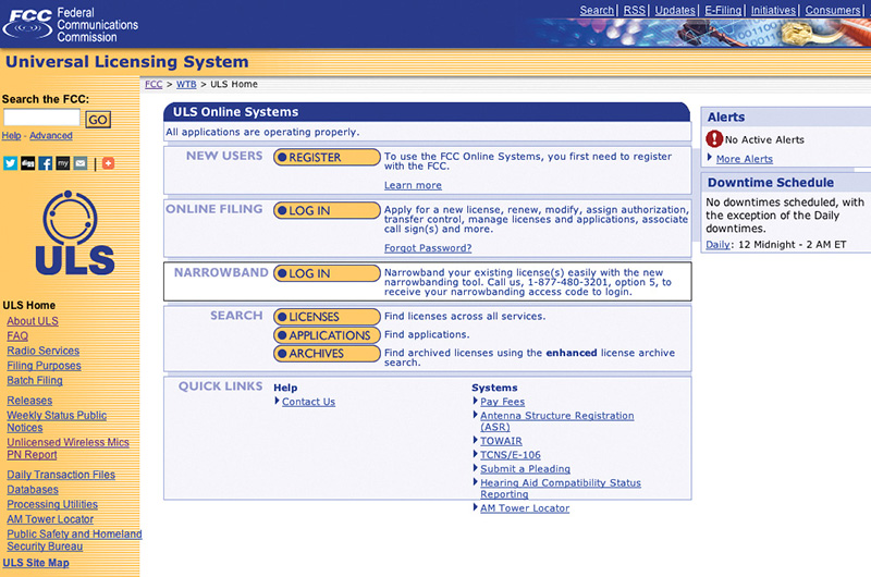 The homepage for the FCC’s Universal Licensing System (ULS) seems outwardly quite simple, yet the application contains numerous odd quirks that make the submission process complex.