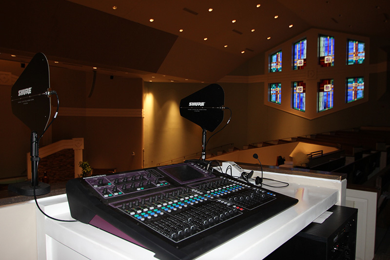  North Boulevard Church has two Allen & Heath GLD-80 consoles — one in a separate broadcast room and a second for front of house duties.