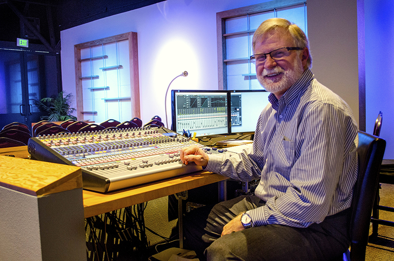 Norman Gordon, who spec’d the system, at the new PreSonus StudioLive 32.4.2AI console, used for both FOH and recording.