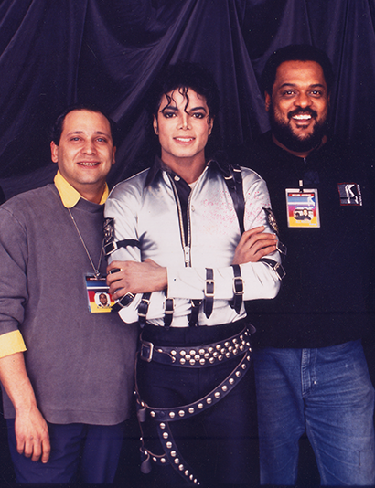 From left, Parnelli Hall of Fame honoree Mo Morrison with Michael Jackson and Benny Collins. Morrison, honored at the 2013 Parnellis, died April 7, 2014.