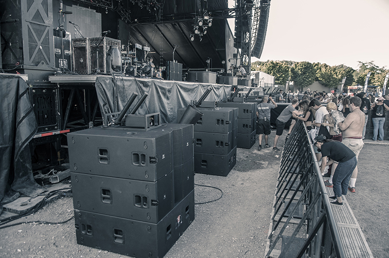 JBL G28 ground subs (in cardioid array) added plenty of LF punch. Photo by Vic Wagner