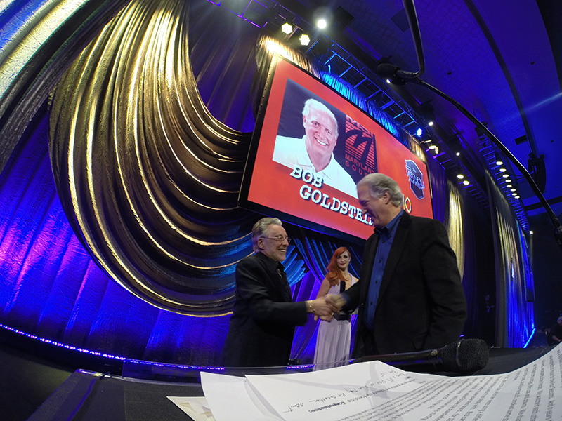 Frankie Valli made a surprise appearance at the 2014 Parnelli Awards to present MSI founder Bob Goldstein with the 2014 Parnelli Audio Innovator Award. The ceremony took place Nov. 22 at the MGM Grand.