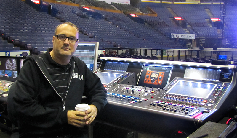 FOH engineer Greg Nelson at the DiGiCo SD5. Photo by Kevin M. Mitchell