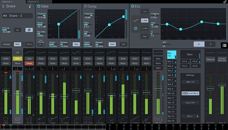 Fig. 1 - The main desktop view in PreSonus Universal Control.