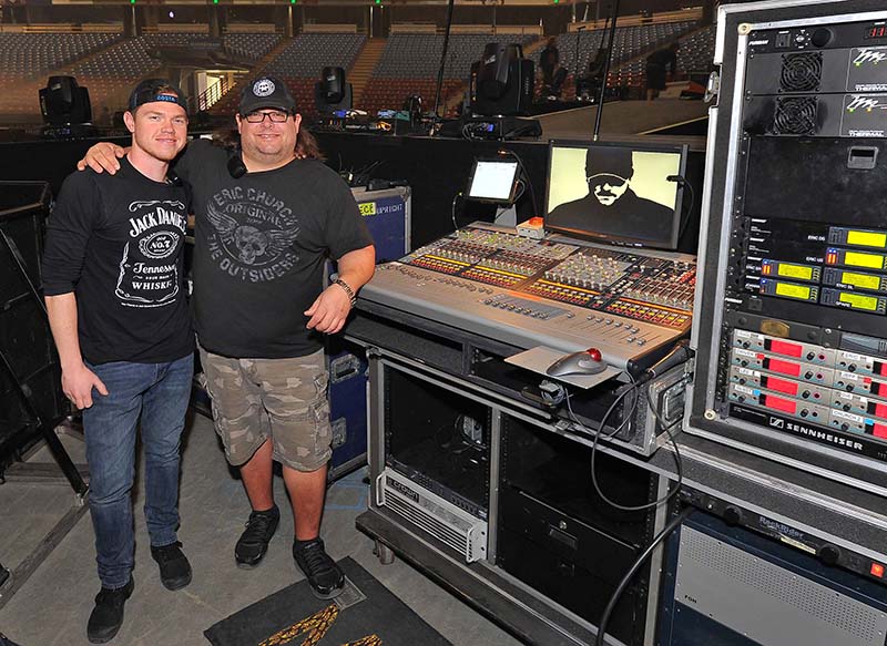 Left to right - monitor tech Ben Rigby and monitor engineer Marc Earp. Eric Church tour photo by Steve Jennings.