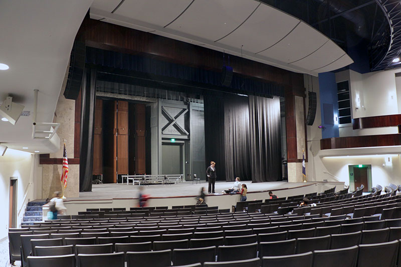 The high school auditorium now features VARIA line arrays from Renkus-Heinz.