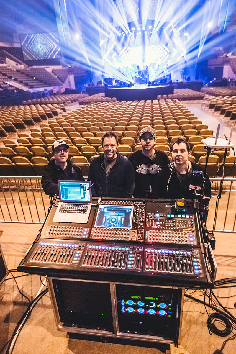 The Chris Tomlin tour crew, left to right: Kyle Spurling, Jeff Sandstrom, Jedidiah Faessler and Kyle McMahon. Photo by Sara Bill