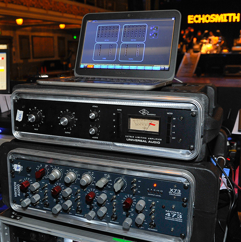 The sole outboard at FOH are Vintech preamps and a UA 1176LN (c) Steve Jennings