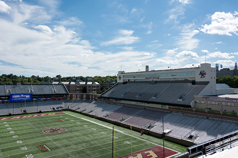 Alumni Stadium hosts the Boston College Eagles football team.