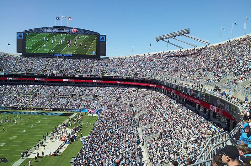 The Bank of America Stadium is home for the NFL’s Carolina Panthers football team.