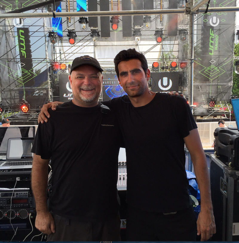 Radio Stage FOH engineer Bill Blackstone (left) with lighting designer Scott O'Connor