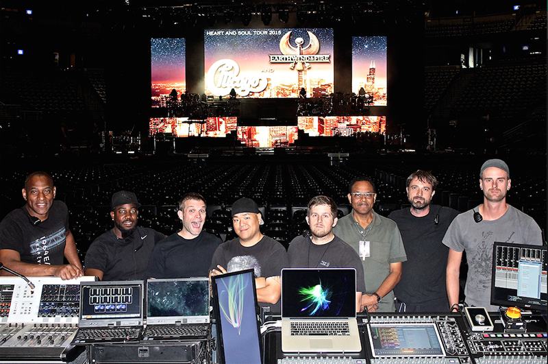 Audio crew for the Heart and Soul tour, (left to right): Bernarr Ferebee, Terrence Chism, Scott Koopmann, Nate Lettus, Nathan Fenchak, Terry Jackson, Pete Umlauf and Kyle Anderson. Photo courtesy Delicate Productions