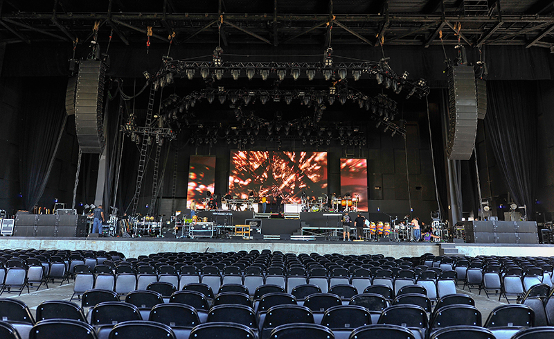 The main P.A. setup for the 12,500-capacity Concord Pavilion, near San Francisco.