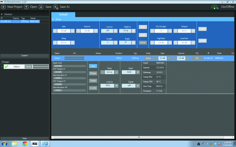 Fig. 2: A Windows-based app offers convenient remote control to loudspeaker parameters.