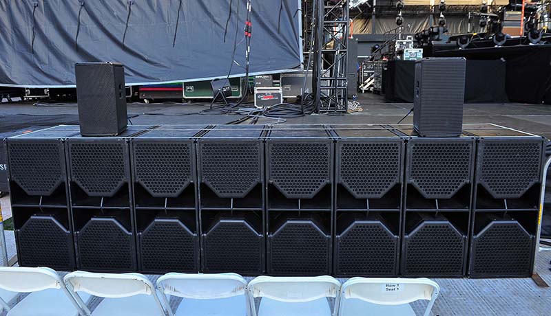 Eight Clair HP 218 powered subs/side provided extra LF punch.