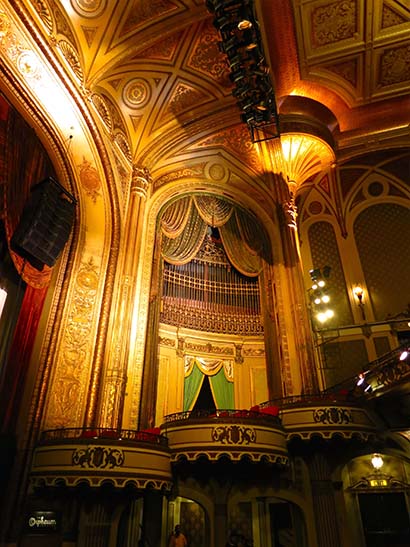 The Orpheum features an elaborate art deco design and a steep balcony.