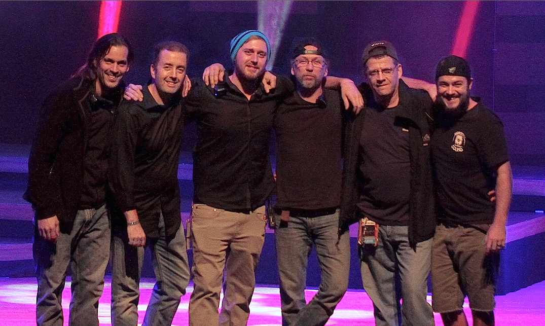 Tour crew, (left to right): Jonin Fehlmann, Richard Korby, Adam Lammers, Bob Rager, Kevin Linnehan and Daniel Donaldson.