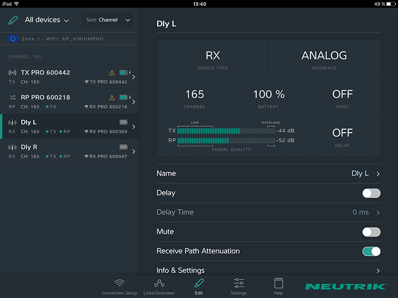 The iOS app offers remote setup, monitoring and control of all Xirium Pro units in the system.