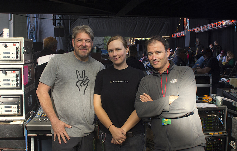 From left, monitor crew members John Neilson, Arica Rust and Manu Goodwin. Photo by Wes Norwood.