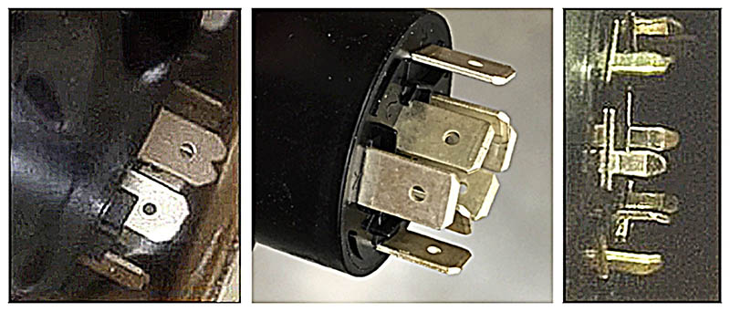 Shown left to right are the terminations for the NL8MPR*, NLT8MP* and NL8MD-V* connectors.