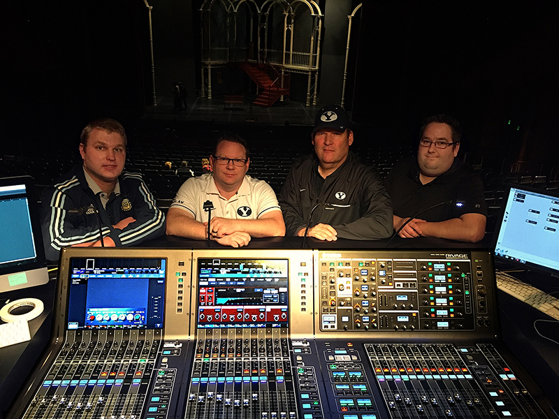 BYU AV production staff. From left, Taylor Glad, Aaron Kopp, Randy Corbett and Eric Kopp.