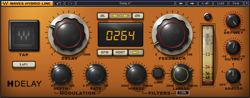 Fig 3 - Suggested setting of Waves H-Delay for lead vocal