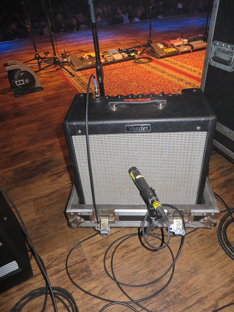 A Shure SM57 on this Fender Blues Junior (turned to face upstage) provided just the right miked amp sound with minimal stage bleed.